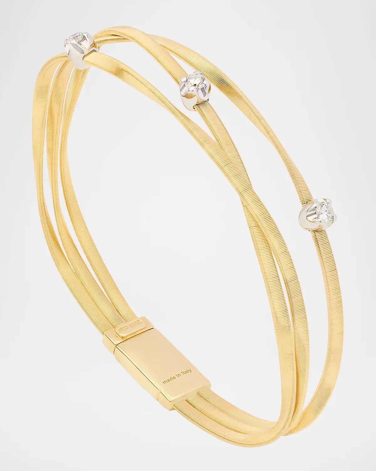 Marrakech 18K White and Yellow Gold 3-Strand Bracelet with Diamonds