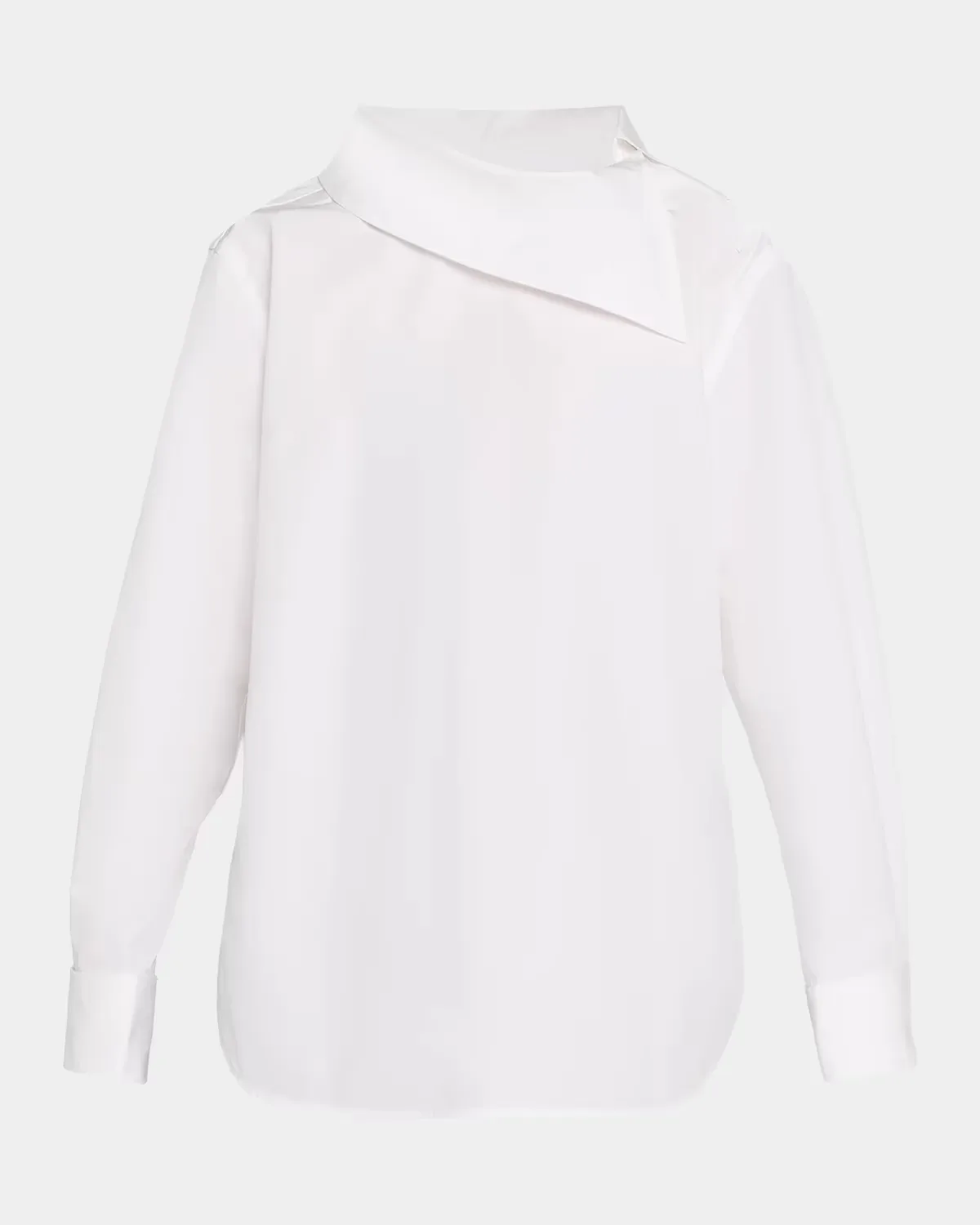 Asymmetric-Collar Compact Cotton Shirt by Bottega Veneta