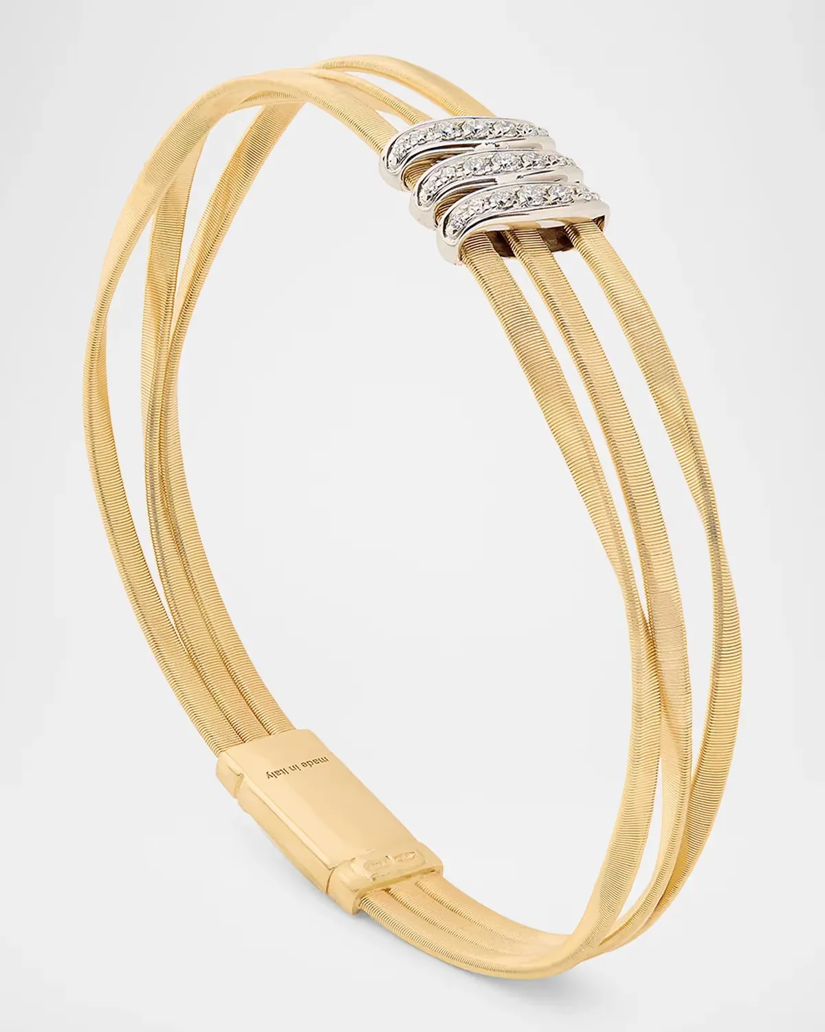 Marrakech 18K White and Yellow Gold 3-Row Bracelet with Diamonds
