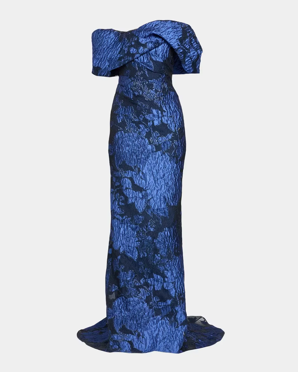 Fil Coupe Off-The-Shoulder Fishtail Train Gown by Pamella Roland