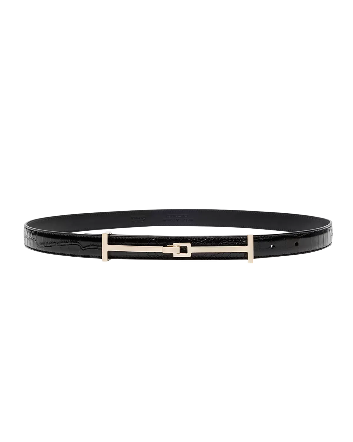 Double T Crocodile-Embossed Leather Belt by Tom Ford