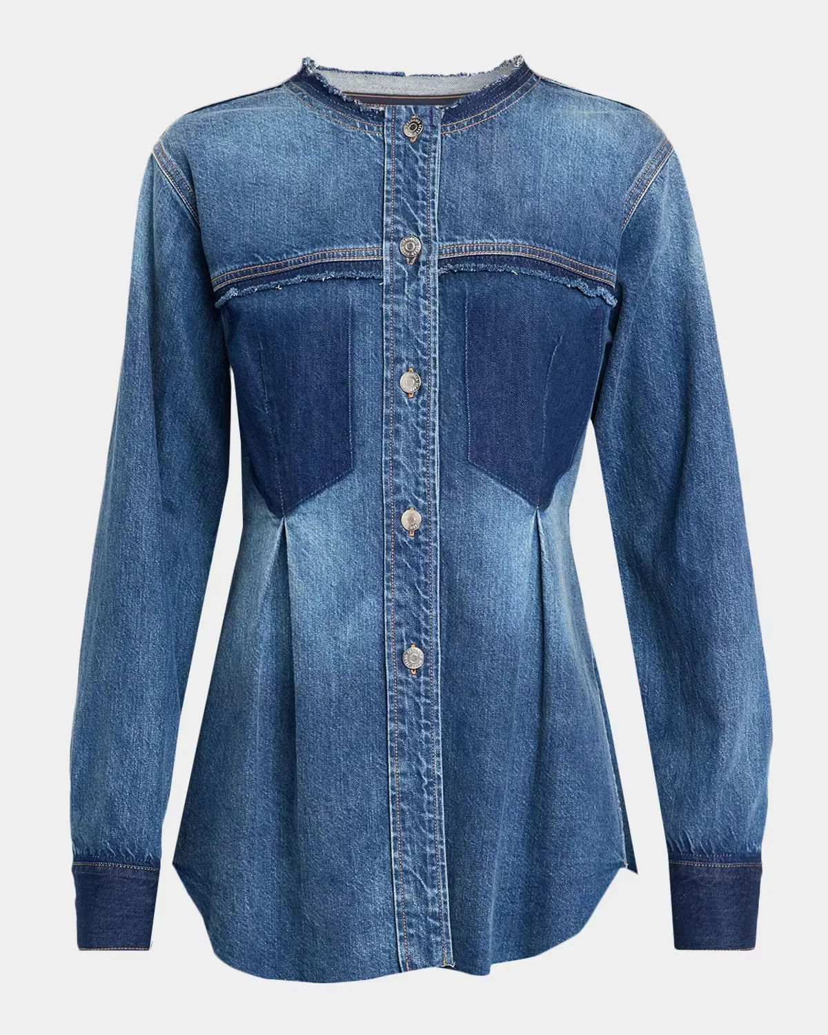 Weslia Denim Pleated Shacket by Veronica Beard