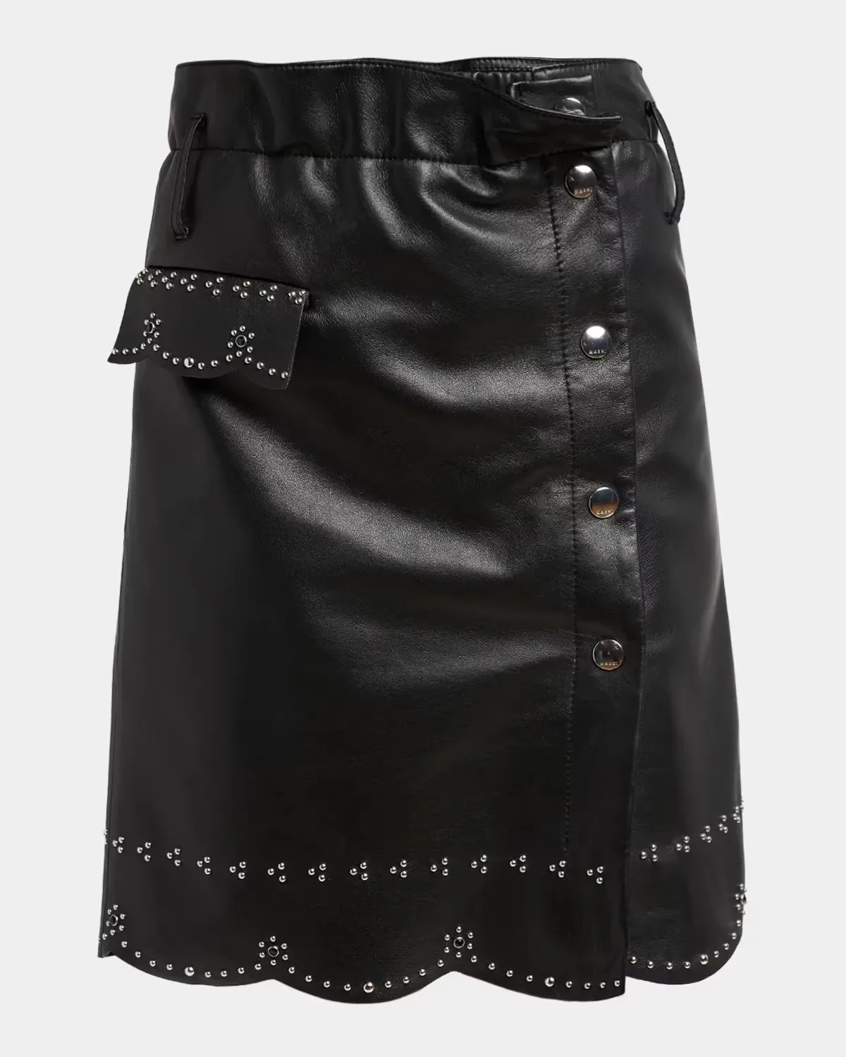 Embellished Leather Button-Front Mini Skirt by Marni