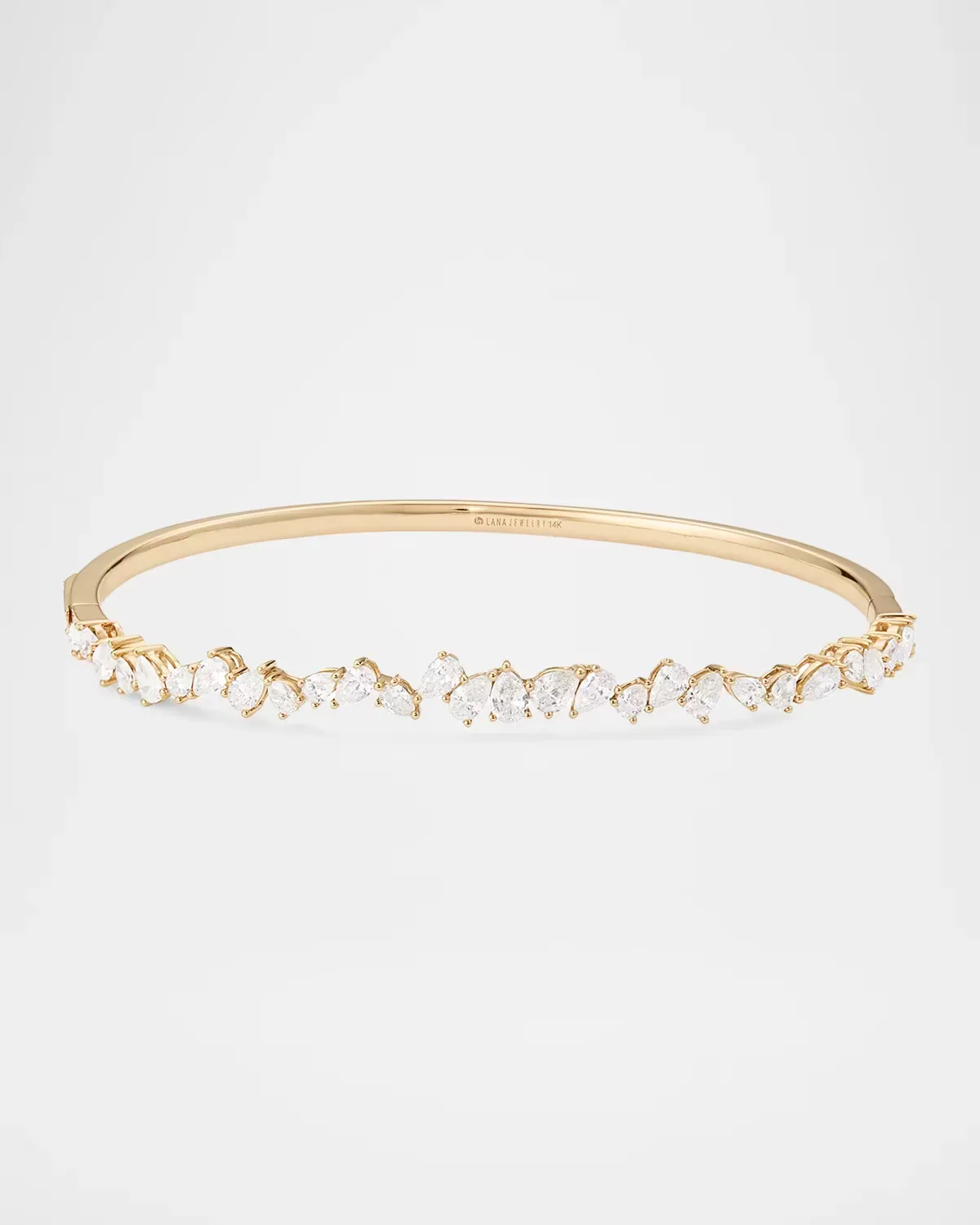 14K Zig Zag Pear Diamond Bangle Bracelet by Lana