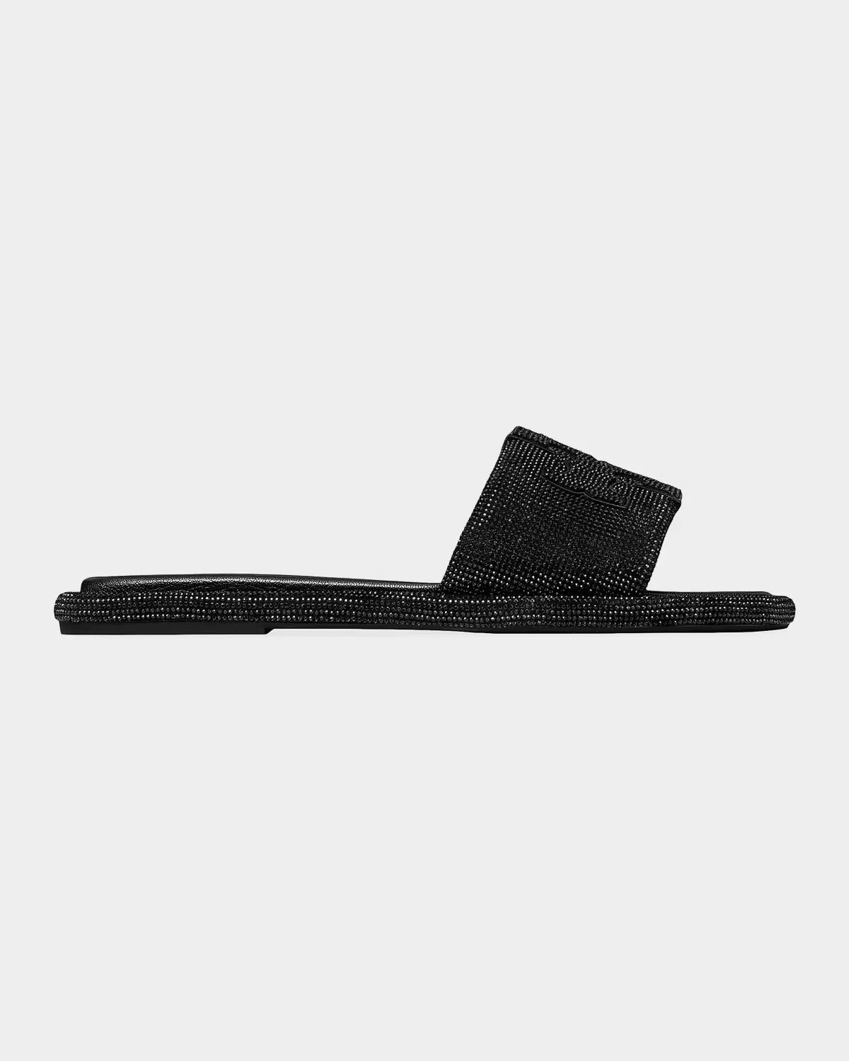 Double T Pave Leather Slide Sandals