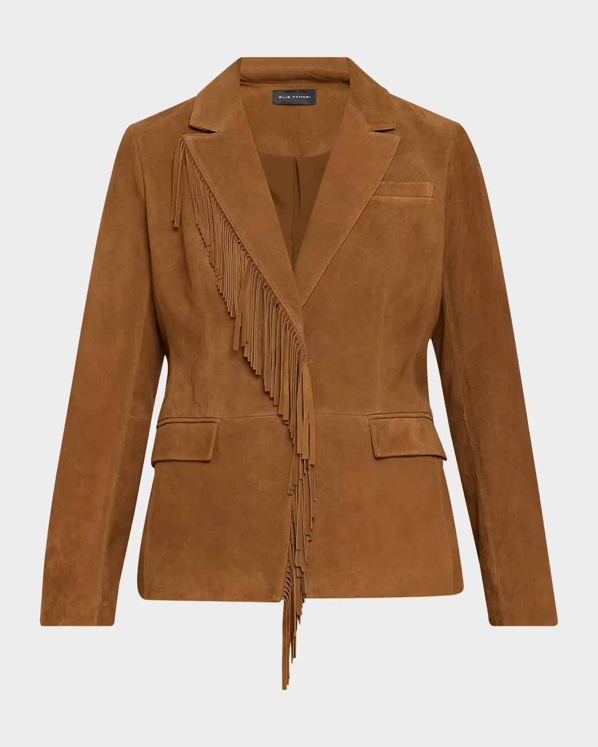 The Adeline Fringe-Trim Suede Jacket by Elie Tahari