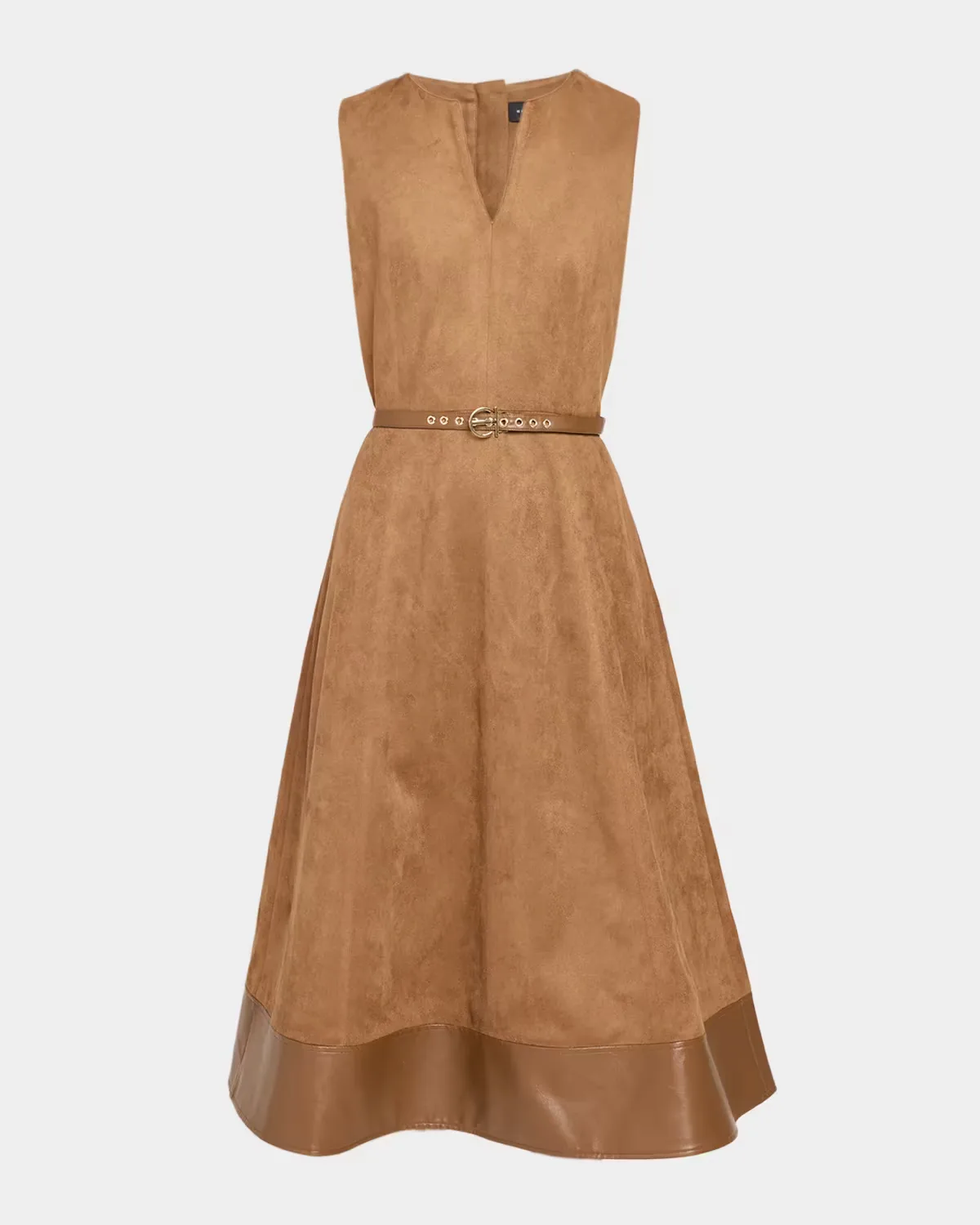 The Paisley Belted Faux Suede Midi Dress by Elie Tahari