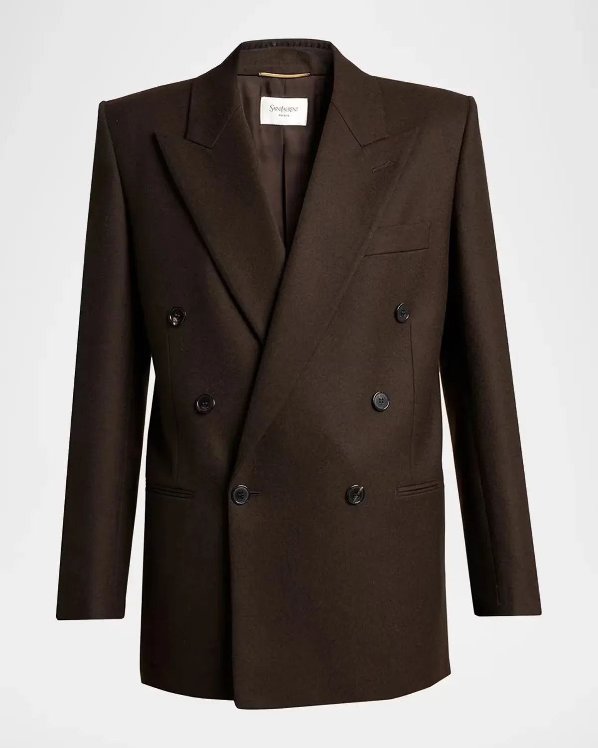 Brushed Wool-Blend Double-Breasted Blazer Jacket by Saint Laurent
