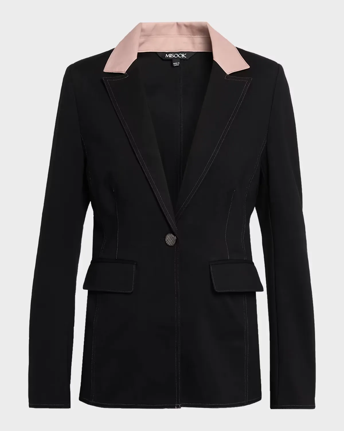 Single-Breasted Topstitch Blazer by Toula