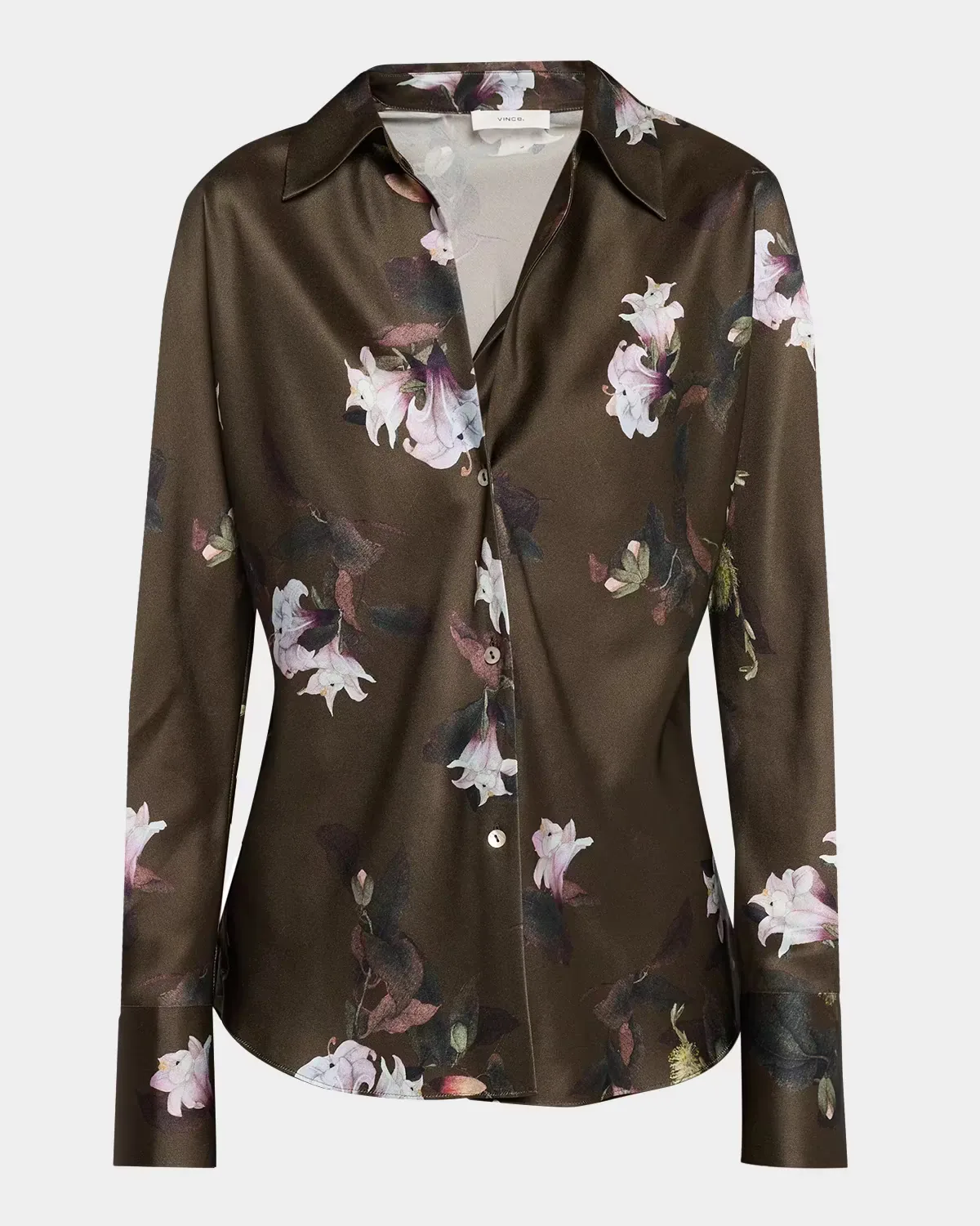 Lily Vine Silk Bias Long-Sleeve Blouse
