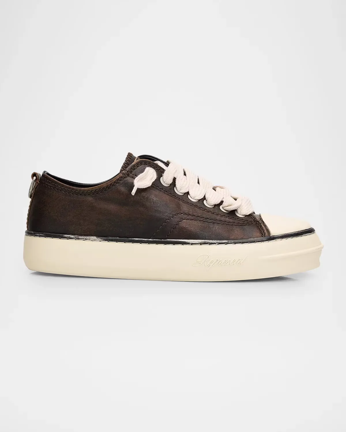 Cap-Toe Distressed Leather Low-Top Sneakers by REPRESENT