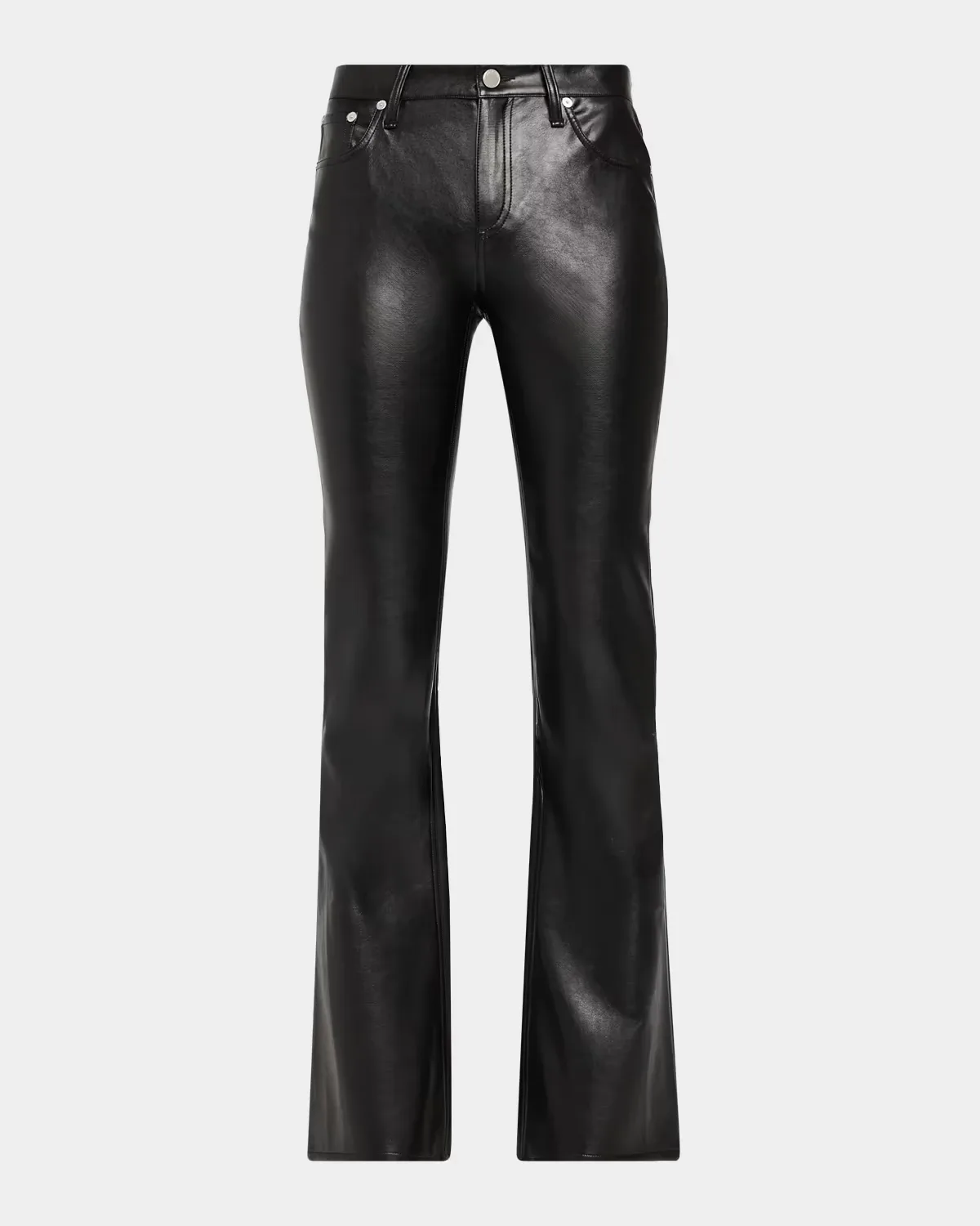 Kinsley Faux-Leather Low-Rise Boot-Cut Pants