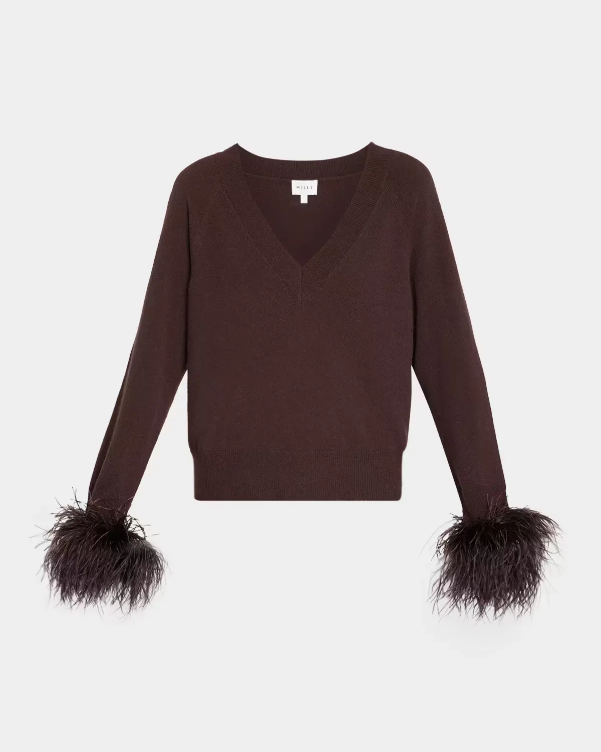 Feather-Trim Wool-Cashmere Sweater by Milly