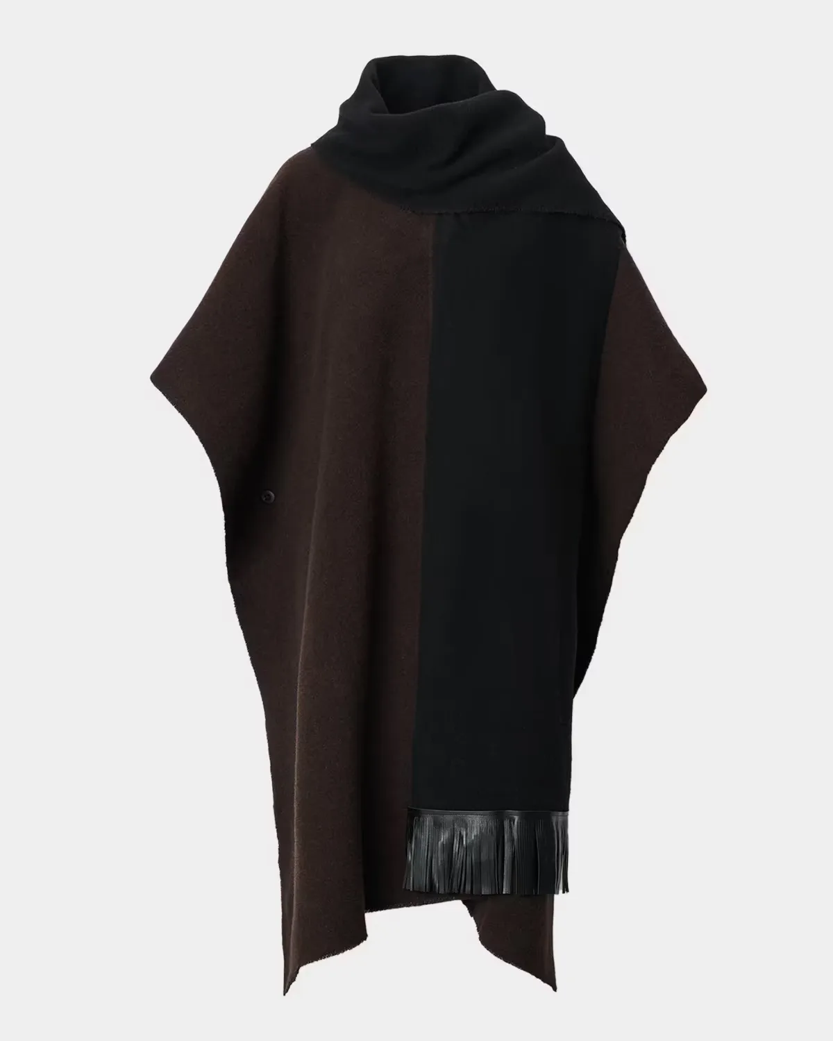 Brooke Leather-Fringed Scarf Wool Poncho by rag & bone