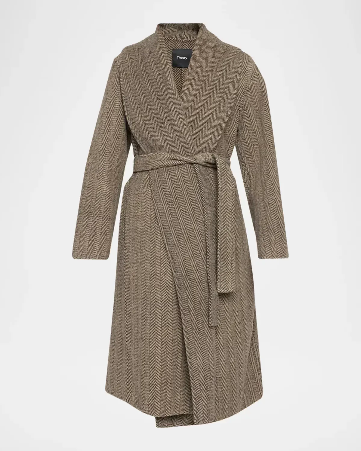 Lux Herringbone Shawl Wrap Coat by Theory