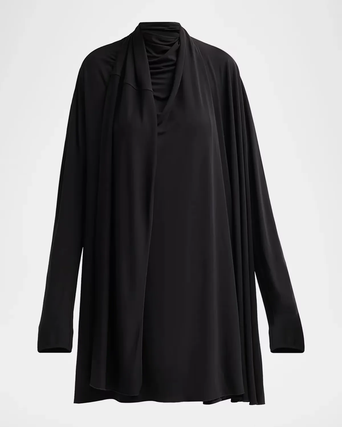 Scarf-Trim Jersey Knee-Length Dress by Totême
