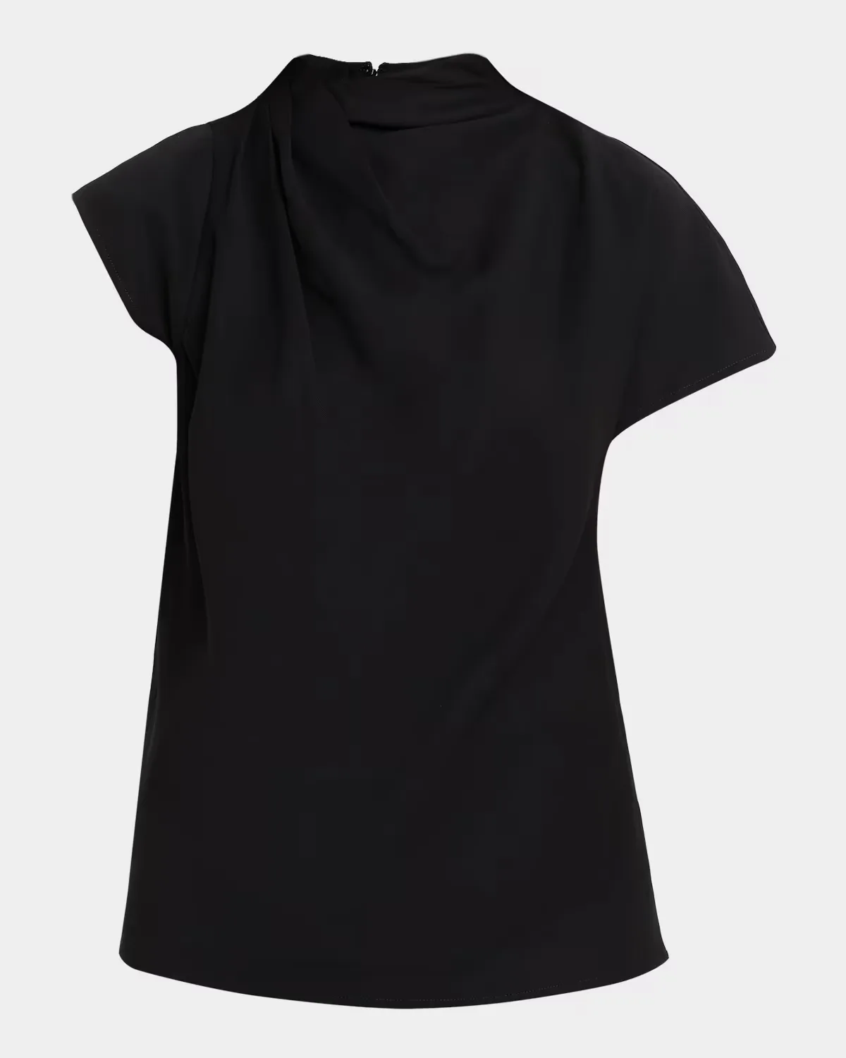 Davina Asymmetric Draped High-Neck Top by STAUD