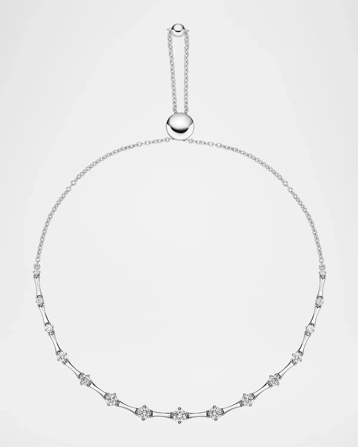 18K White Gold Cadence Bolo Bracelet with Diamonds by Memoire