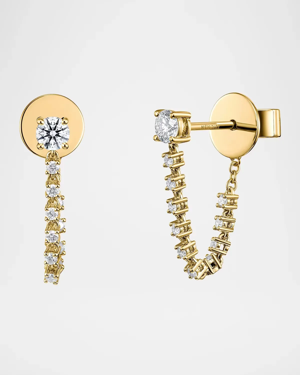 18K Yellow Gold Essentials Drape Diamond Earrings by Memoire