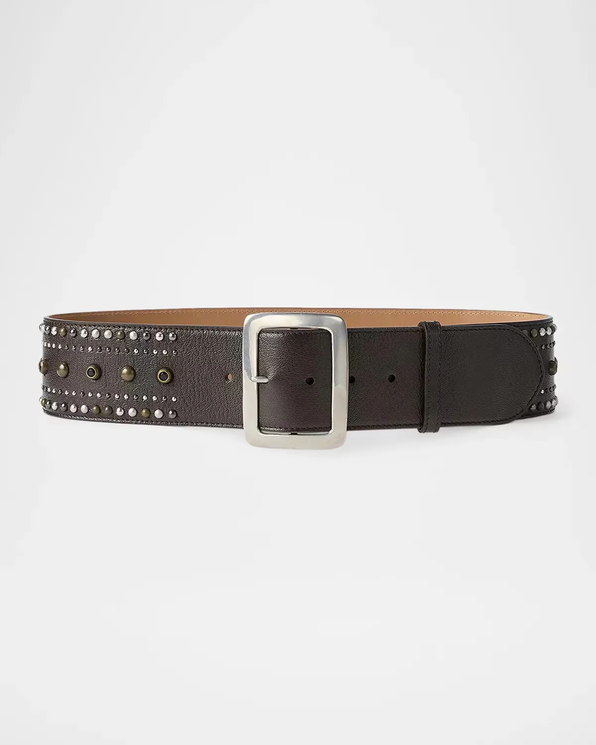 Studded Washed Leather Wide Belt by Ralph Lauren