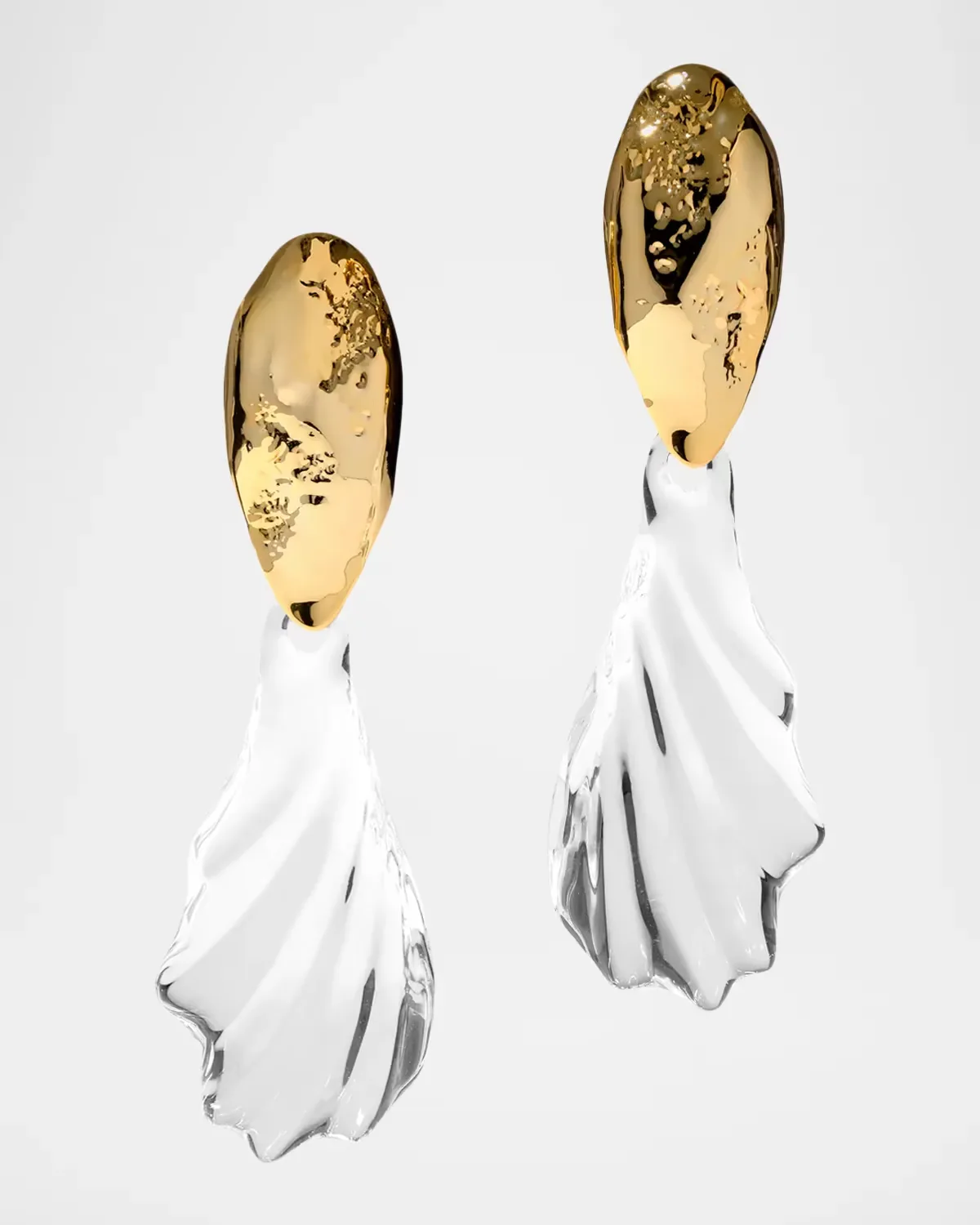 Lucite Brutalist Ripple Clip-On Earrings