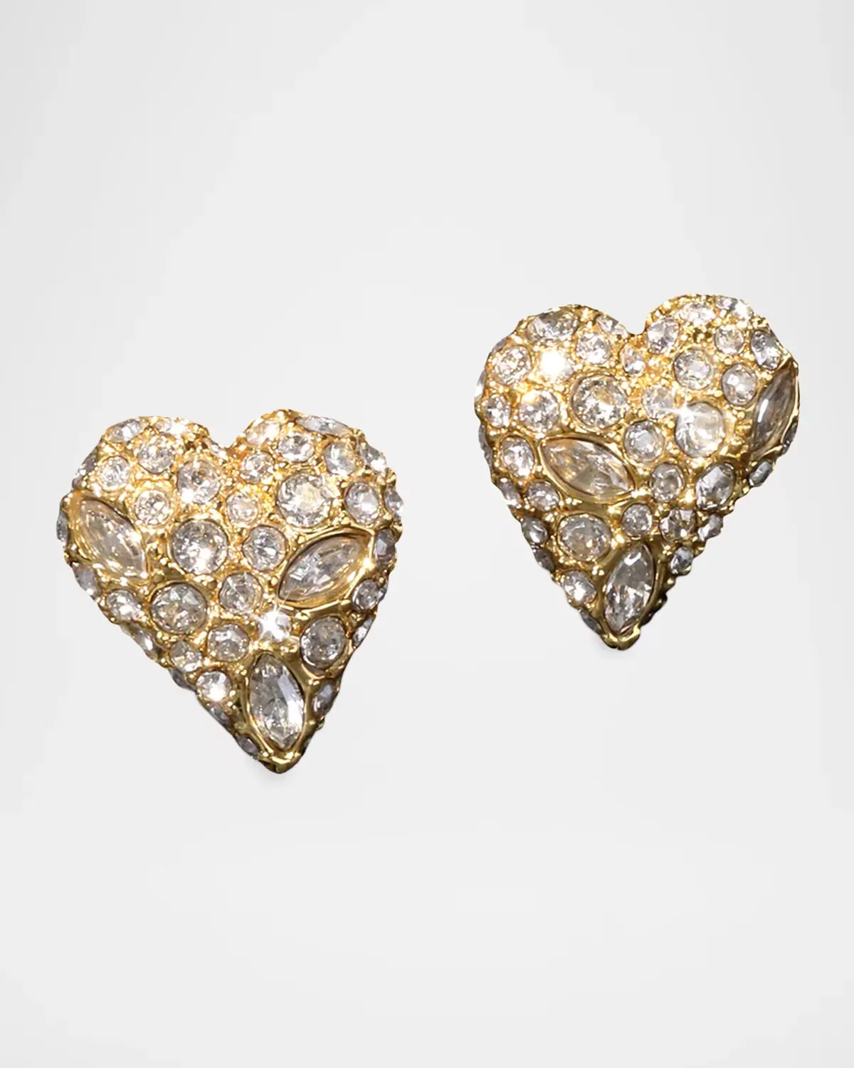 Solanales Crystal Pave Heart Stud Earrings