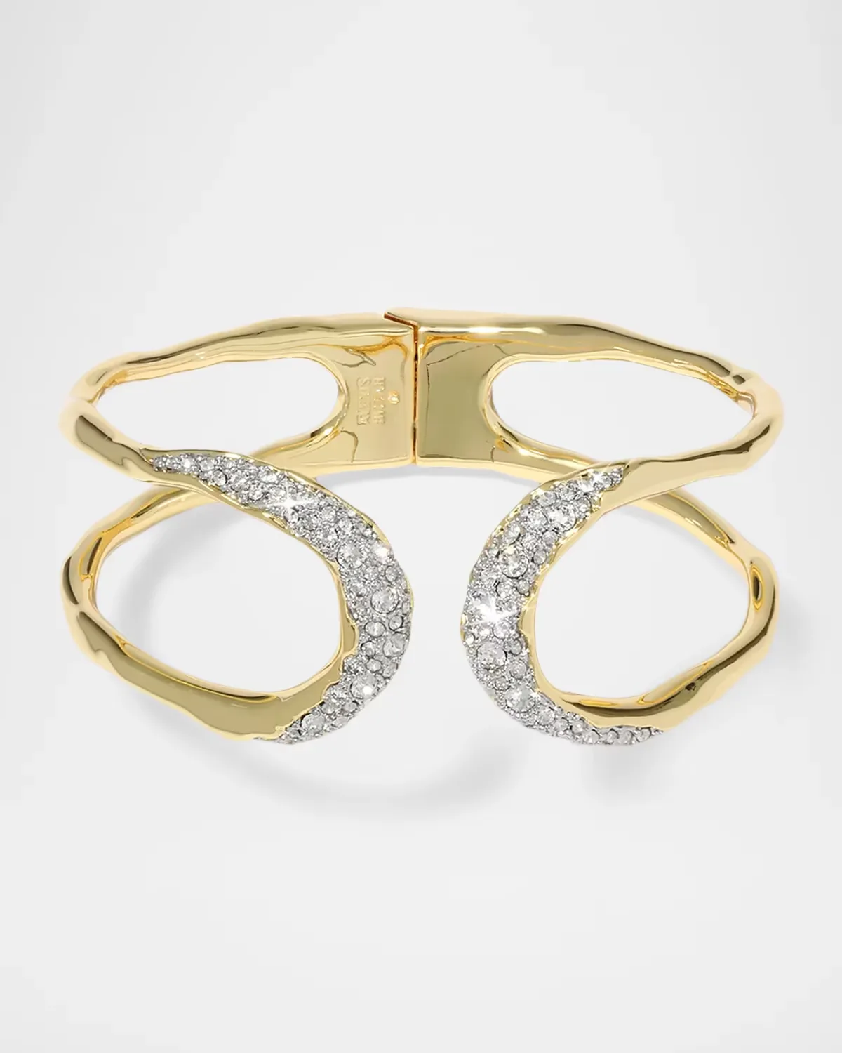 Solanales Crystal Orbiting Hinge Cuff Bracelet