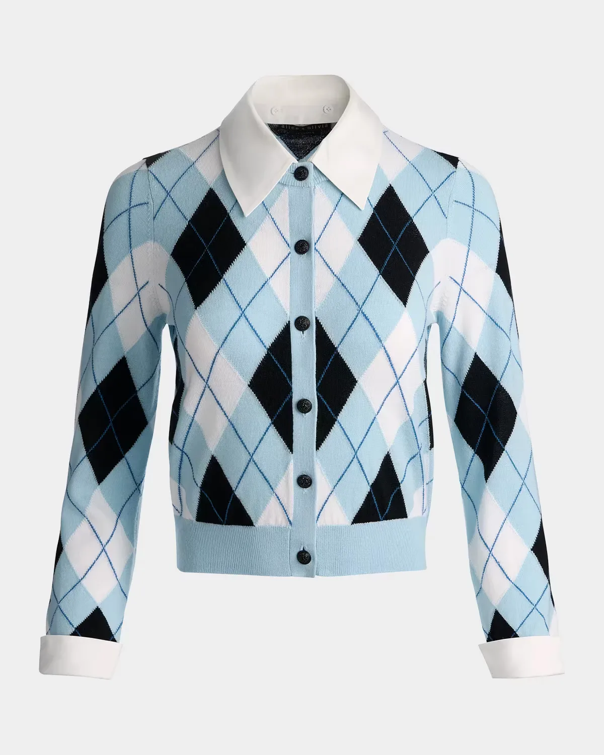 Dollie Argyle Wool-Blend Cardigan by Alice + Olivia