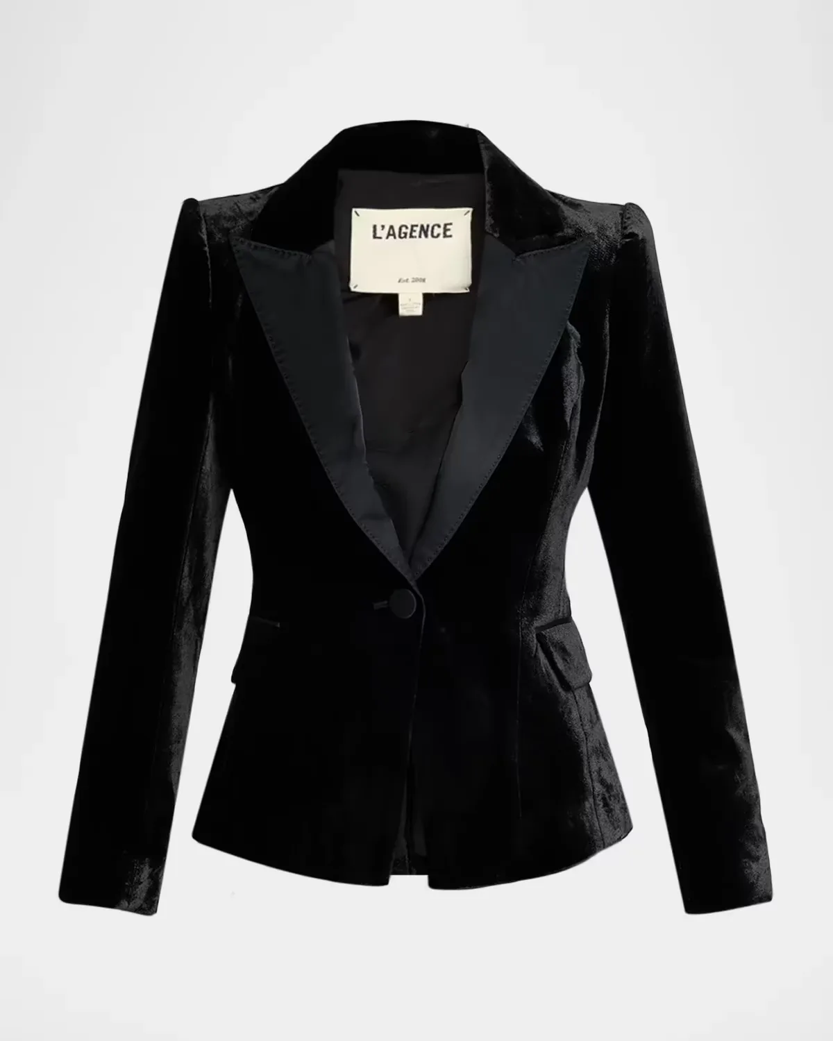Philippa Strong-Shoulder Tuxedo Blazer by L & apos;AGENCE