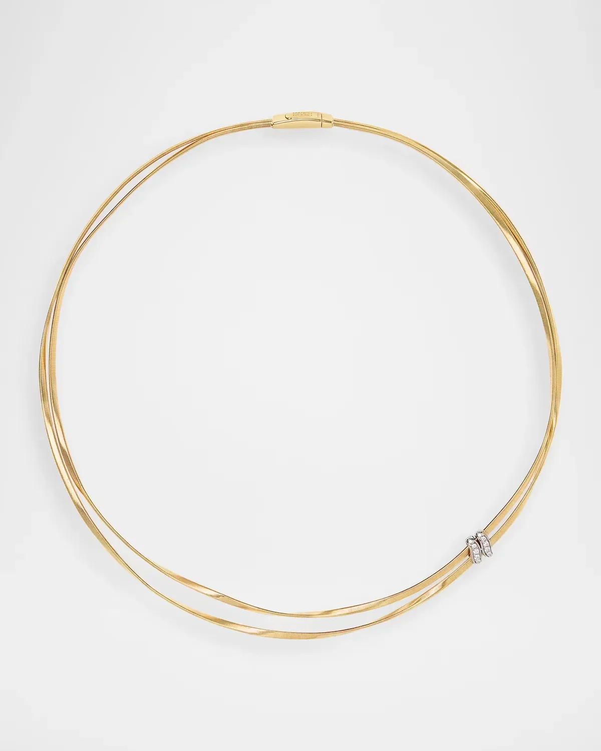 Marrakech 18K White and Yellow Gold Two-Strand Pave Station Necklace with Diamonds by Marco Bicego