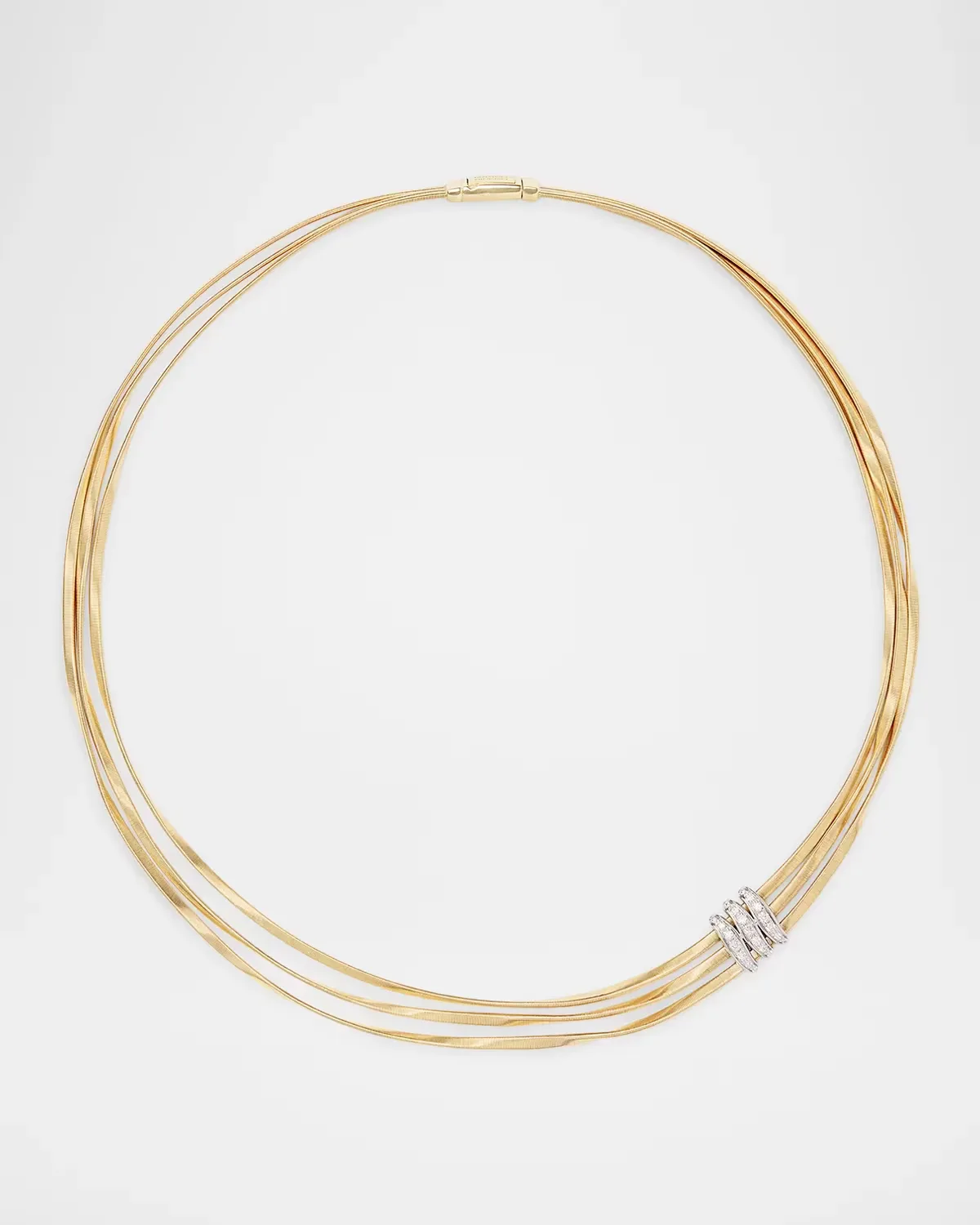 Marrakech 18K White and Yellow Gold Three-Strand Pave Station Necklace with Diamonds by Marco Bicego