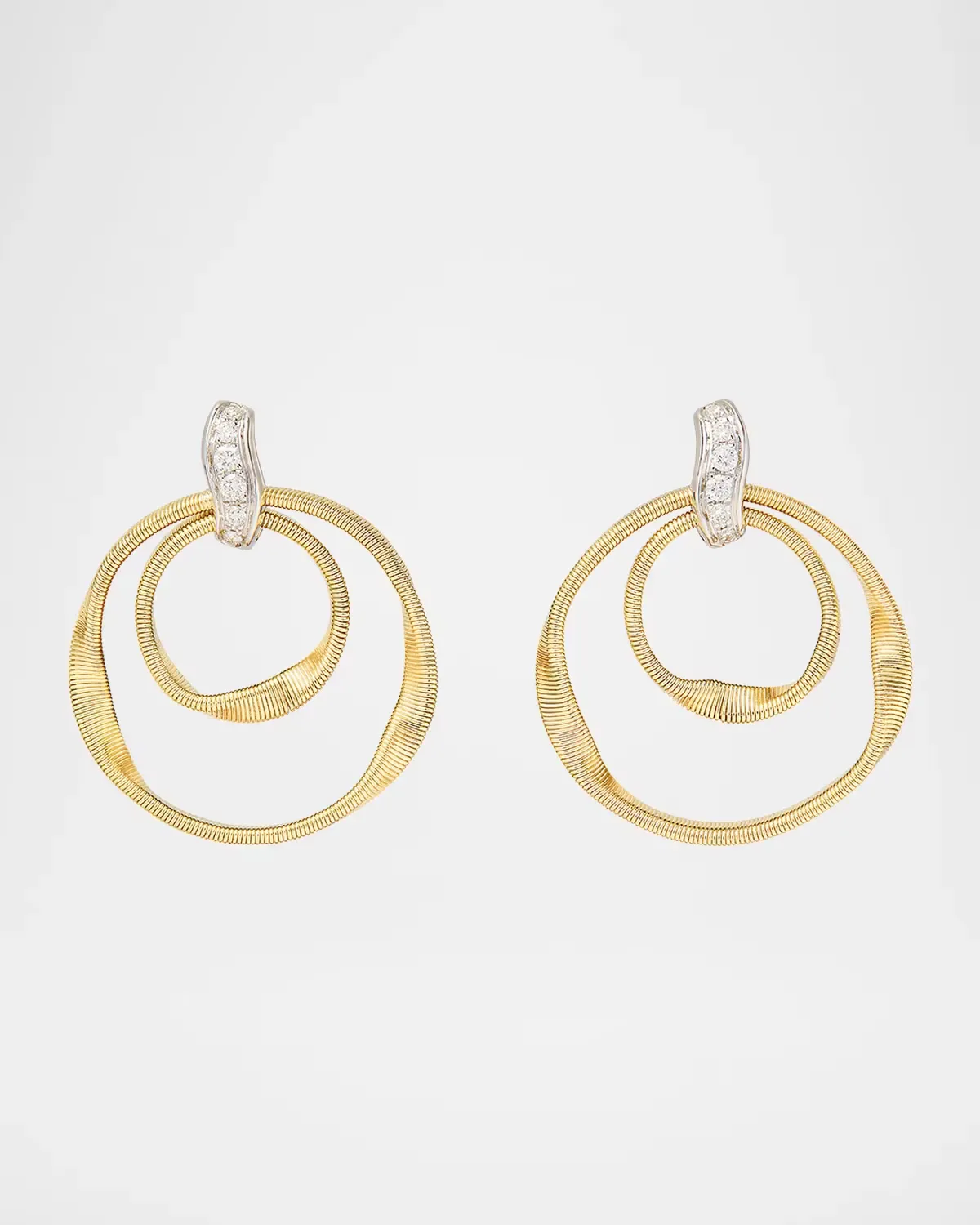 Marrakech 18K White and Yellow Gold Circle Earrings with Diamond Pave by Marco Bicego