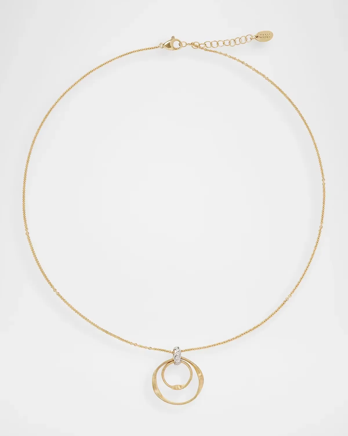 Marrakech 18K White and Yellow Gold Circle Pendant Necklace with Diamond Pave by Marco Bicego