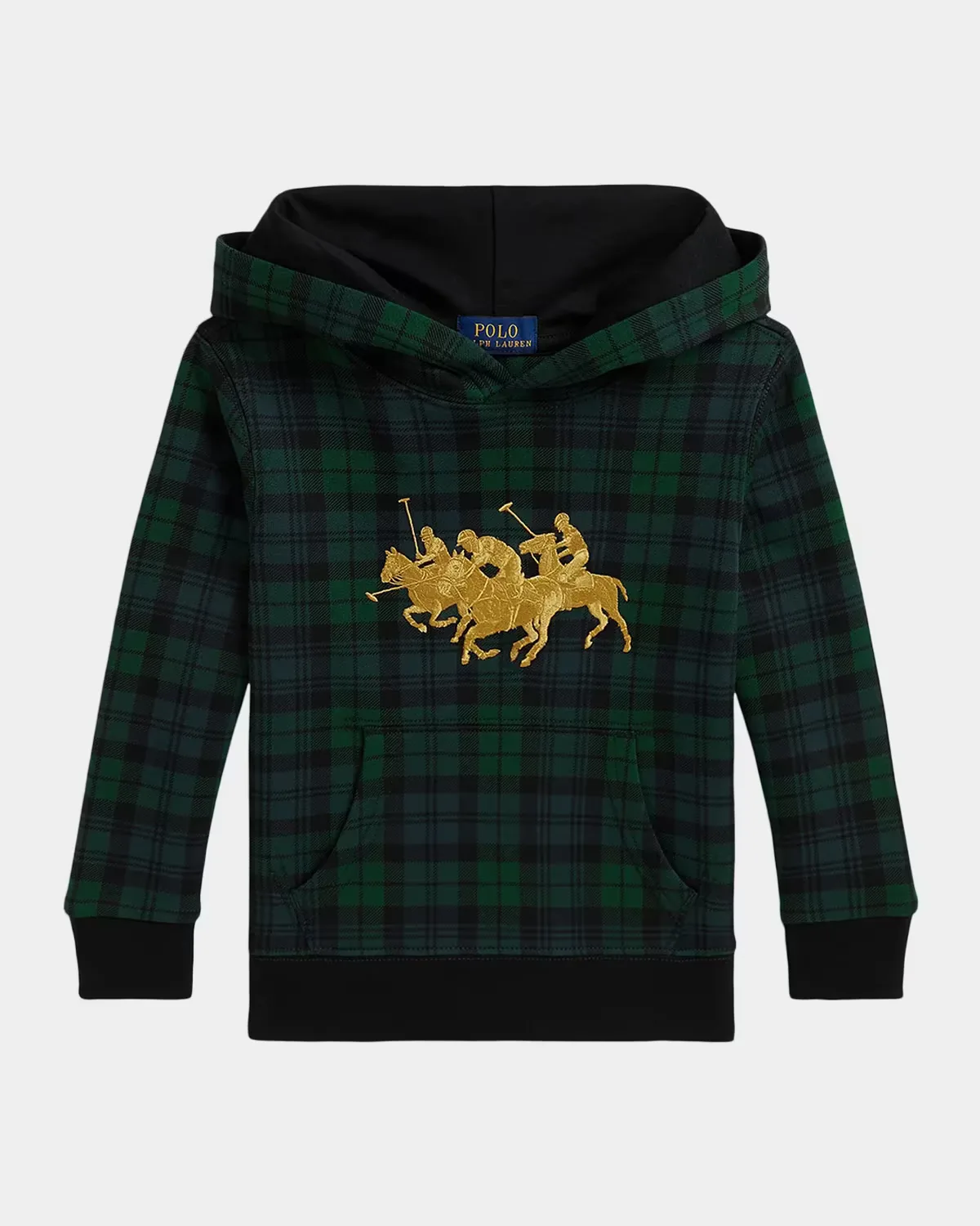 Triple-Pony Plaid Fleece Hoodie by Ralph Lauren