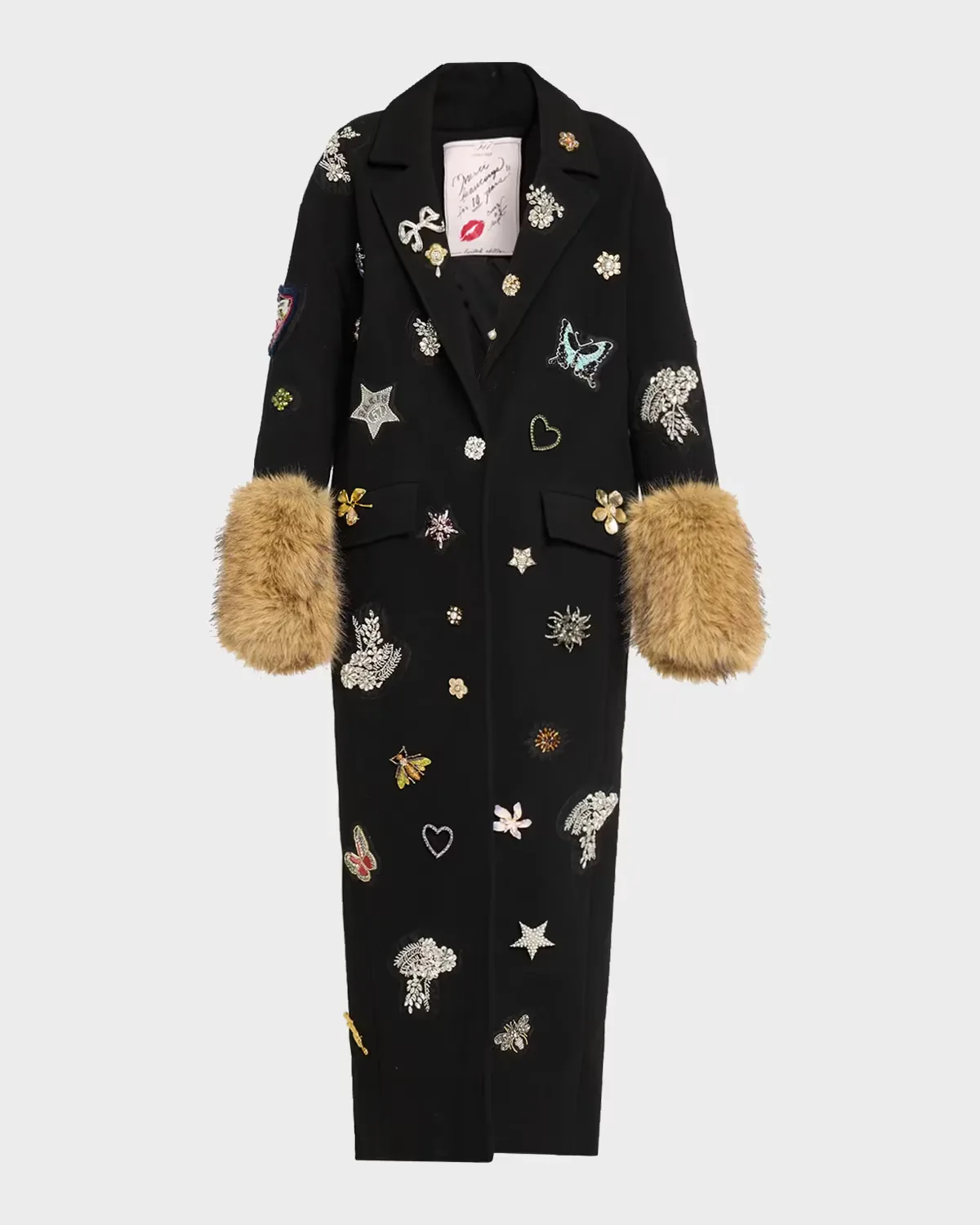 Mariella Embellished Faux-Fur-Cuff Coat by Cinq  Sept