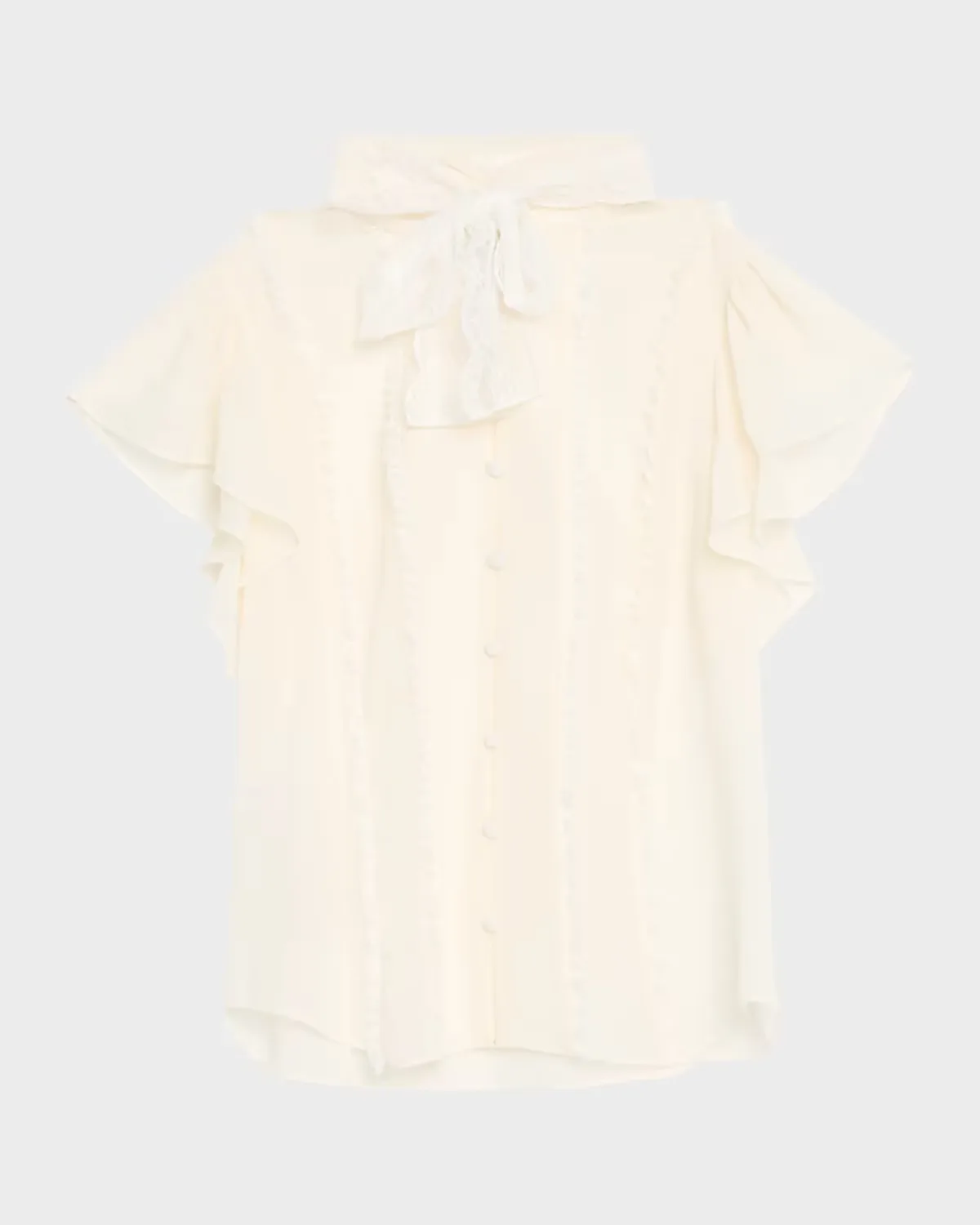 Virelle Lace-Trim Sheer Blouse by Cinq  Sept