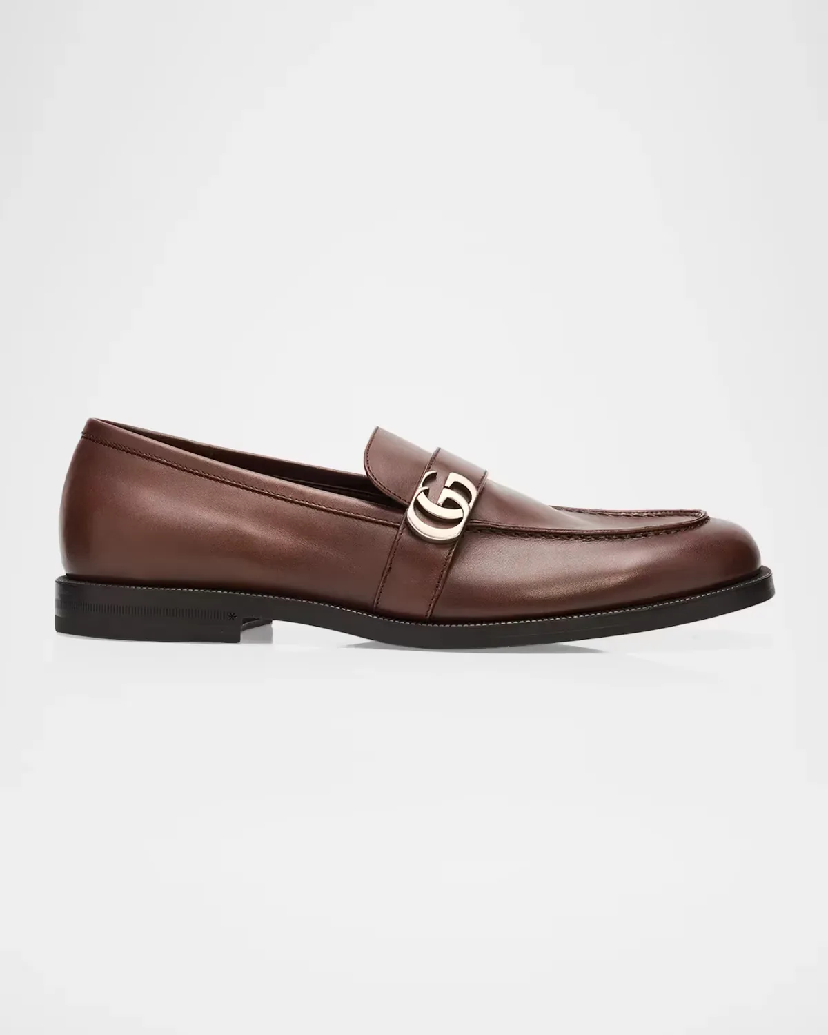 Double-G Brushed Leather Moc-Toe Loafers by Gucci