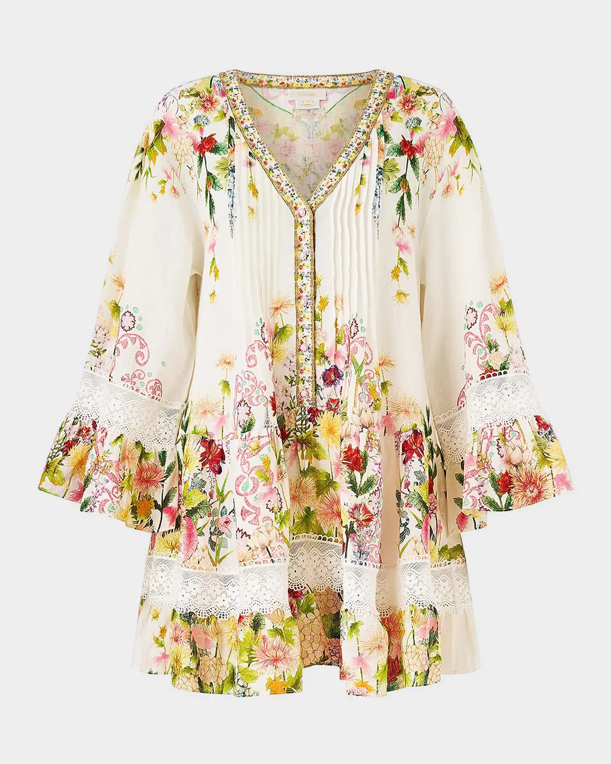 The Call of Catalonia V-Neck Tiered Mini Dress by Camilla