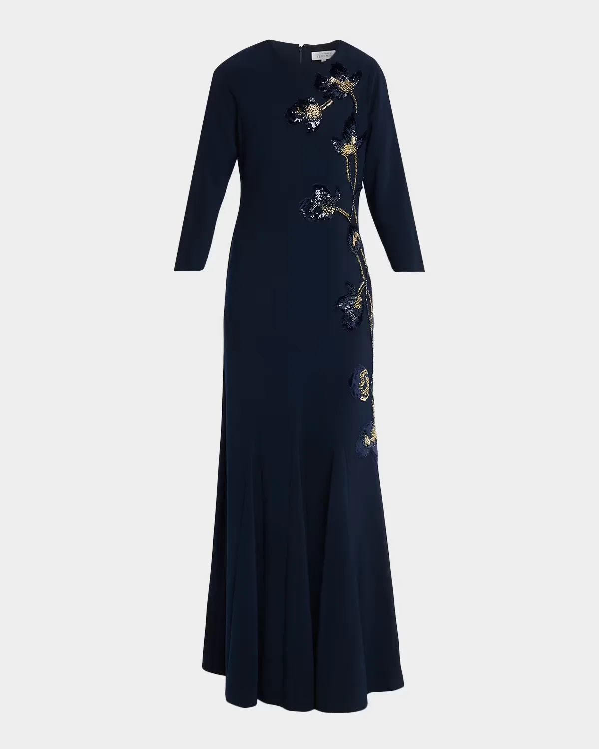 Floral Sequin Godet Gown by Teri Jon