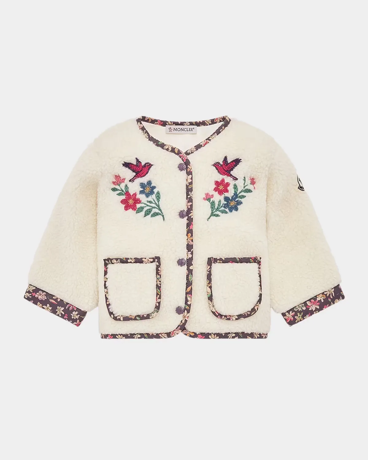 Floral Embroidered Teddy Cardigan by Moncler