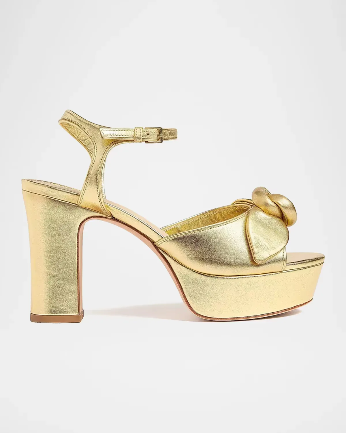 95mm Arianna Metallic Leather Platform Sandals by Cinq  Sept