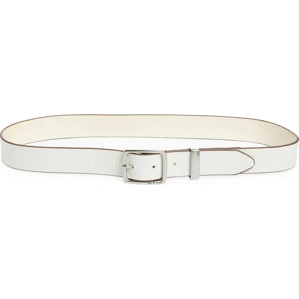 Rag & Bone x Boyfriend Leather Belt in Antique White by rag & bone
