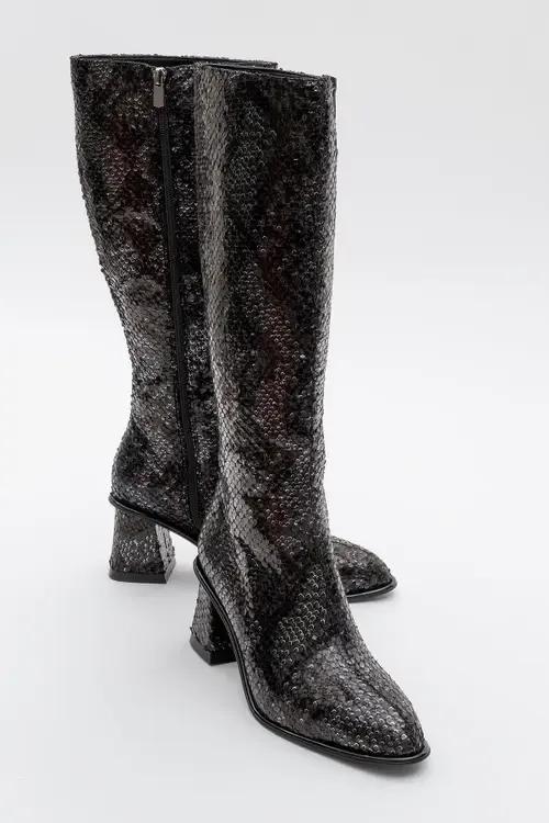 Elly Pattern Block Heel Boot by Prologue Shoes
