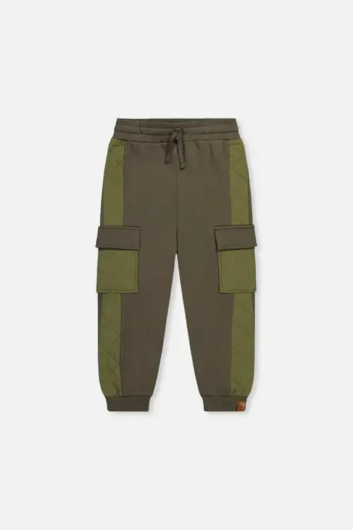 Fleece Bi-Material Quilted Cargo Pocket Sweatpants by Deux par Deux