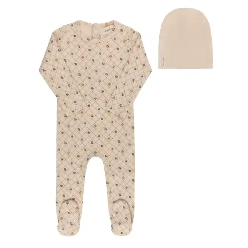 Floral Grid Collection - Footie and Beanie by Ely's & Co.