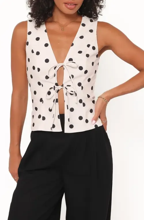 Zoie Polka Dot Tie Front Sleeveless Top by Petal & Pup