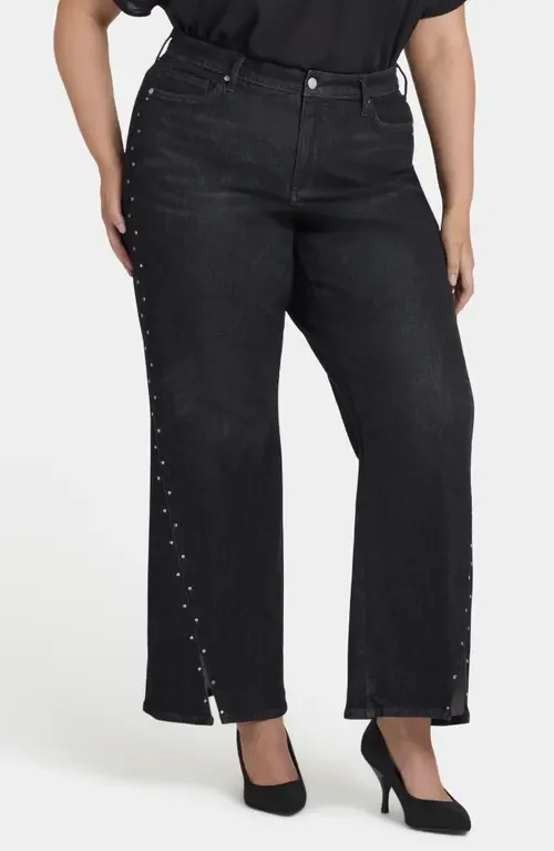 Teresa Rhinestone Split Hem Wide Leg Jeans by NYDJ