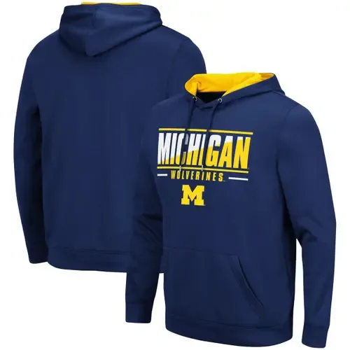 Colosseum Navy Michigan Wolverines Slash Stack 2.0 Pullover Hoodie by COLOSSEUM