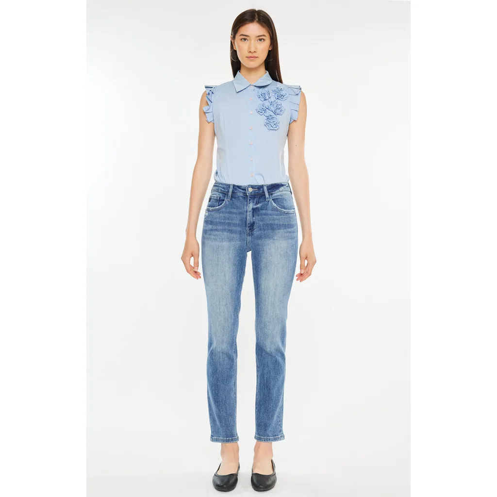 Maddy Essentials High Rise Slim Straight Leg Jeans by KanCan