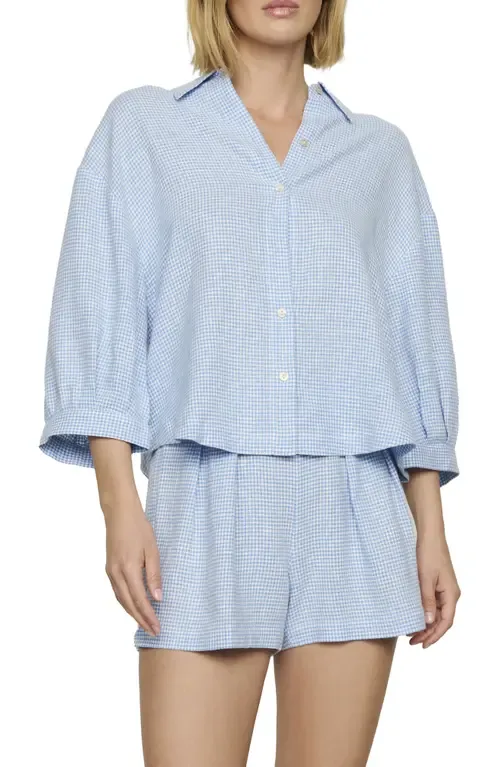Relaxed Linen Blend Button-Up Sleep Shirt by Eberjey